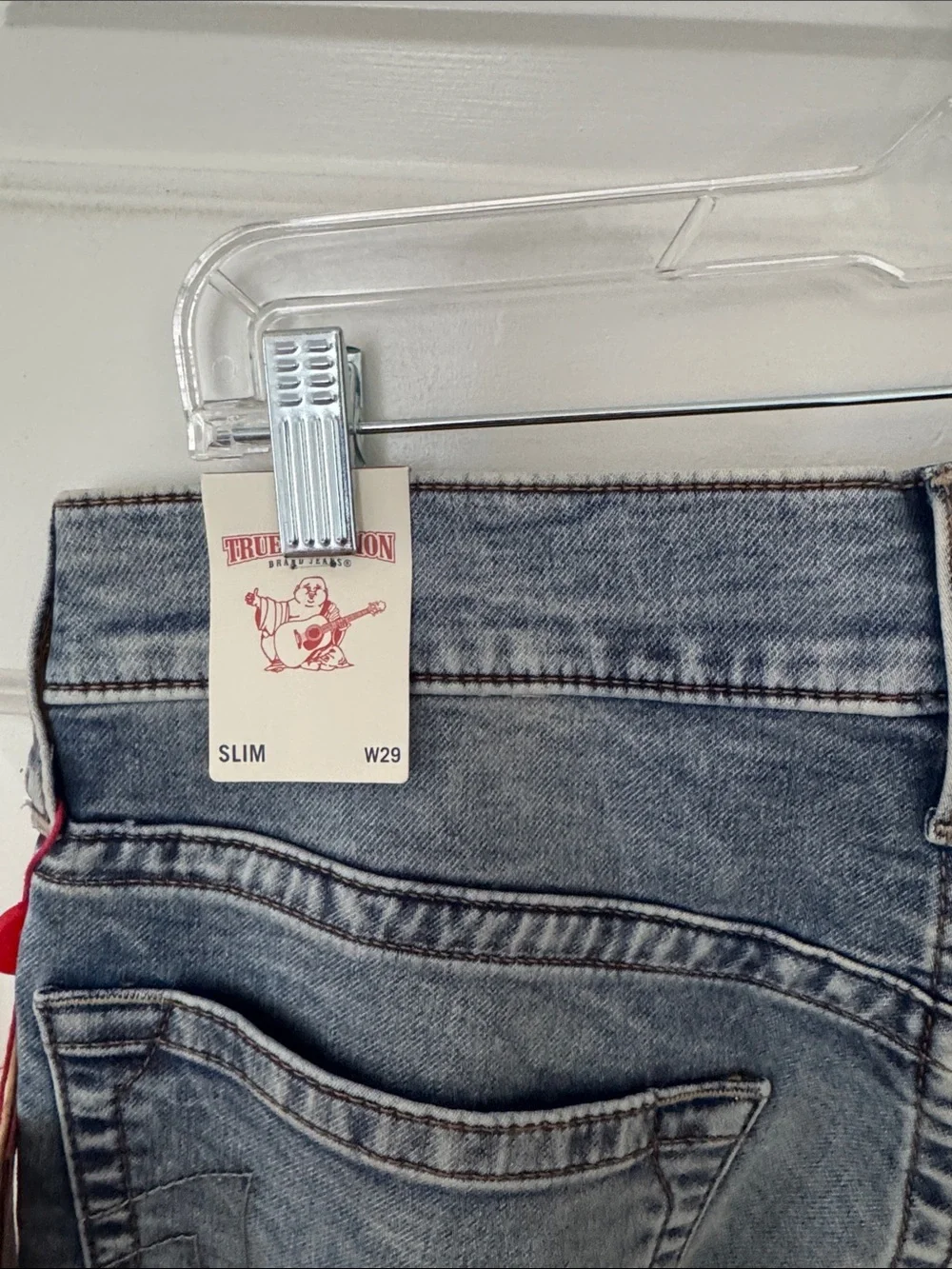 True Religion Blue Washed Denim Jeans with Tan Tag